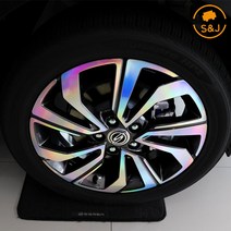 (SNJ) 티볼리 에어 18인치 홀로그램 휠스티커 휠마스크 튜닝 악세사리 용품, 18인치_헤어라인블랙
