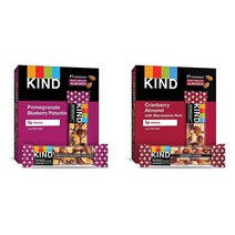 미국직구 KIND Bars 석류 블루베리 피스타시오 + 글루텐 프리 저설탕 1.4온스 12카운트 & 바 크랜베리 아몬드 + 마카다미아 견과류 포함 글루텐 프리 저설탕 1.4온스 12카운트, 상세참조, 수량