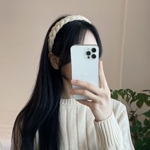 아쿠세샵 털실 꽈배기 니트 머리띠 얇은 꼬임 트위스트 빗살 헤어밴드