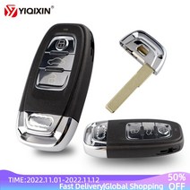 YIQIXIN-스마트 리모트 자동차 키 3 버튼 셸 아우디 A4L Q5 A3 A4 A5 A6 A8 콰트로 Q5 Q7 A6 A8 원격 시스, 한개옵션0