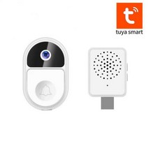 무선도어 현관초인종 스마트초인종 Tuya 스마트 비디오 초인종 wifi 카메라 보안 보호 야외 무선 도어 벨 양방향 비디오 인터콤 지원 스마트 라이프 앱, 하얀