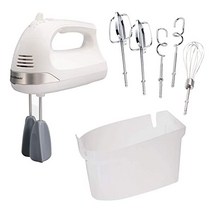 해밀턴비치 머랭거품기 베이킹 반죽기 탄소반죽기 6단 핸드 믹서, 01. Dough Hooks and Easy Clean, Snap-On Storage Case/ White