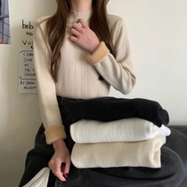 옷자락 [다잇템] 여자 두툼한 융기모 슬림핏 겨울이너 터틀넥 니트