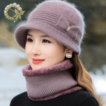 방한/보온 챙 니트캡 예쁜 꽃 중년 여성 겨울 방한 털 모자