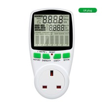 디지털 ac 전력계 소켓 전력계 에너지 미터 50hz 와트 비용 모니터 fr us uk au br 측정 콘센트 전력 분석기, 영국 플러그
