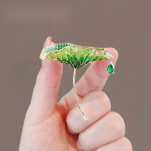 LYNNROMAN 꽃브로치 연꽃 그린 정장 연잎 브로치