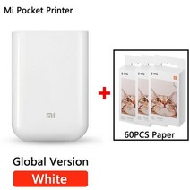 Mi Mijia 휴대용 포켓 포토 프린터 300 인치 당 점 블루투스 호환 DIY 공유 스마트 모바일 미니 AR 버전, Printer and 60shee