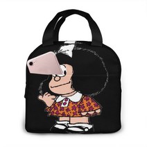 Mafalda 휴대용 방수 점심 도시락 가방 여성 절연 피크닉 쿨 백 아침 학교 재사용 가능 음식 상자, 3