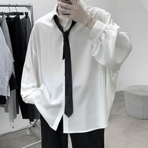 블랙 타이 긴팔 셔츠 블라우스 캐주얼 루즈 싱글 브레스트 티셔츠