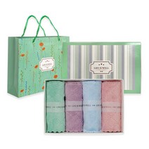 라이웰 벨벳 행주 극세사 요술 매직 양면 카페 주방 다회용 선물세트, 4개(쇼핑백포함)