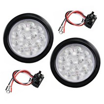 선박용 램프 라이트 DWCX DC 12V 2 Sets 4 quot흰색 12led 라운드 테일 백업 RV 트레일러 용 전선이있는 역방향 신호등 트럭 보트 캐러밴
