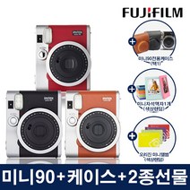 인스탁스 미니90+2종선물(오리진미니앨범+자석액자)/폴라로이드 즉석 카메라, 미니90[레드]1개, 케이스[투명]+오리진미니앨범+자석액자