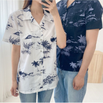 오너클랜 빅사이즈 남녀공용 하와이안셔츠 바캉스룩 시밀러룩