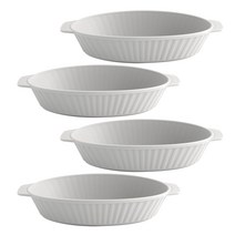 푸코 빗살 전자레인지용 그라탕기, 화이트, 4개