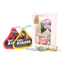 어리틀제이 스위트 플라워 발렌타인데이 화이트데이 꽃다발 페레로로쉐 키세스 몰티져스 엠앤엠즈 다크 밀크 초콜릿 만들기 수제 기념일 선물, 연핑크