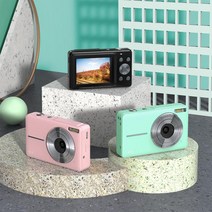 감성 미러리스 카메라 1080p 브이로그 입문자용 디지털 독일 유튜버 미니 디카 풀프레임 레트로 빈티지, 단일사이즈, 그린 표준 +32G 메모리 카드