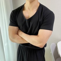 남자 U넥 유넥 머슬핏 반팔