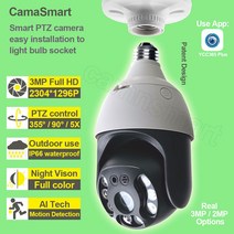 Dropship 3MP 전구 E27 커넥터 IP 카메라 Wifi PTZ 방수 디지털 줌 쉬운 실내 또는 야외 사용 Ycc365plus 설치, 2MP 카메라 카드 없음, 협동사, 3.6mm