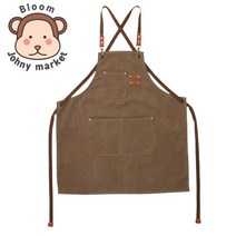 블룸 캔버스 청 데님 앞치마, 브라운