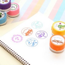 참잘했어요도장 미니스탬프 원32, F_R32 노랑-b_05-수성_초록