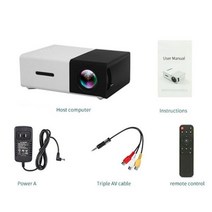 빔프로젝터 스크린 LEJIADA YG300 Pro LED 미니 480x272 픽셀 지원 1080P HDMI USB 오디오 휴대용 홈 미디어 비디오 플레이어, 협력사, 검정, 영국 플러그