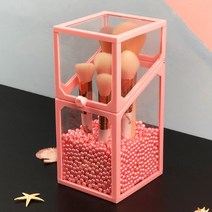 DFMEI 브러쉬 수납통 더스트 커버 아이브로우 브러쉬 수납함 휴대용 유리 브러쉬 홀더, 개, DFMEI 핑크사각형+핑크