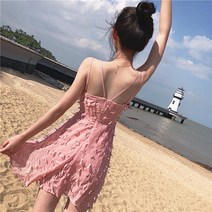 레이스 스트랩 미니 44사이즈 휴가지 당일배송 원피스 2color 3size