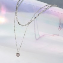 노이드비 써지컬스틸 스몰하트 두줄믹스체인 여성목걸이