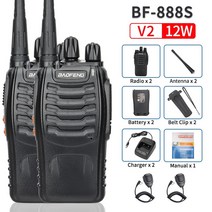 원거리 무전기 세트Baofeng BF-888S 10W 미니 워키 토키 세트 UHF 400-470MHz 16CH 50KM 긴 휴대용 라디오, 04 V2 2Pcs-Mic_03 American