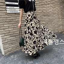 리틀깽스 데일리 부드러운 촉감 호피무늬 밴딩 롱 스커트