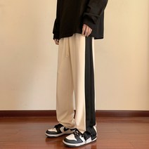 주니어트레이닝바지 봄계절 와이드 루즈핏 레드 바닥재 마루 남성 캐주얼바지 트렌드 멜란 수직 일자통바지 4994460780