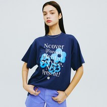 앤커버 페인팅 플라워 번치 티셔츠-네이비 - NAVY 127344