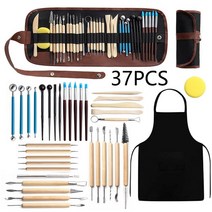 저스트업 도자기 도예 공구 DIY 점토 조각 도구 키트 칼 공예 나무 손잡이 모델링, [08] 37pcs