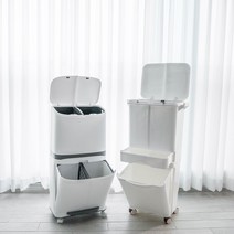 가정용 재활용 분리수거함 쓰레기통 2단 3단, 3단 분리수거함(서랍형), 없음