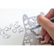 귀여운 고양이 모양 템플릿자 학생 그림 어린이집 도형그리기자 문구 아동