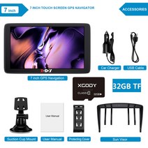 차량용 후방카메라 거치형 네비게이션 xgody 자동차 gps 탐색 7 인치 터치 스크린 gps 내비게이터 트럭 양산 sat nav 256m + 8g 2020 미국 유럽지도, bt 32기가비트f