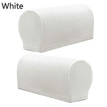 2PCS/ New Stretchy Premium Fit Chair Sofa Armrest Covers Fleece Couch Arm Protector, 02 white