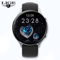 스마트 워치 스마트밴드 시계 와치 방수 초등학생 중학생 lige 2022 새로운 패션 여성용 전체 화면 터치 팔찌 심박수 모니터 안드로이드 ios 용 여성용 376, 검은색, 협력사