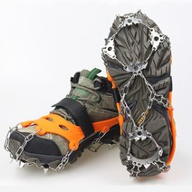 아이젠 Crampon 23 스파이크 트랙션 클리트 여성 남성 Anti-slip Ice Snow Grips with Walking 하이킹 낚시, 05 24 teeth orange XL
