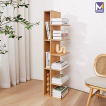 MCOMPANY 인테리어 책상용 책 정리함 사무용 미니 책꽂이 책장 간이 3단 수납장 정리 책상 서랍 나무 전면 분리 6단 선반 프린터 원목 소형 우드 책상위 수납함 스탠드_리에르