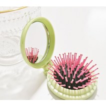 스튜디오박스 포토 미니스튜디오 소프트박스 촬영 휴대용 미니 둥근 머리 빗 거울 포켓 소형 여행 마사지, 12 Green