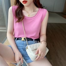 아보카도 나시 여 여름 겉옷 습기찬 아이스 니트 민소매 티셔츠 이너 루즈핏 면 마 레깅스