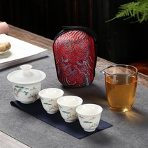 다도 다기 휴대용 도자기 전통3차 컵과 도자기 세라믹 주전자 가이완 쿵푸 Teaset 휴대용 Teaware 여행 세, 01 A