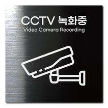 L사이즈 블랙 스테인리스 CCTV 녹화중 촬영중 안내판 표지판 경고문 사인 팻말 현판 문패 안전 명판, 12. CCTV녹화중, 실버, L(200x200mm)