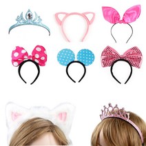 네오텍스 파티용품 머리티 이벤트용 파티용 동물귀 리본 바니머리띠, 스팡클리본머리띠-중(연블루)