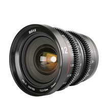 Meike 12mm T 2.2 대구경 수동 영화 시네마 렌즈 마이크로 각도 광각 낮은 왜곡 미니 고정 프라임 렌즈 렌즈 호환성을위한 마이크로 포서스 올림푸스 파나소닉 LUMIX 및 BMPCC 4K Zcam E2