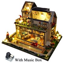 DIY 나무 크리스마스 인형의 집 미니어처 빌딩 키트 가구 포함 유럽풍 카사 집 성인 선물용 장난감, 01 A only dollhouse