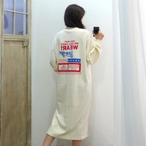 이힝 스타웨어 프린팅 긴팔 루즈핏 홈웨어 롱원피스