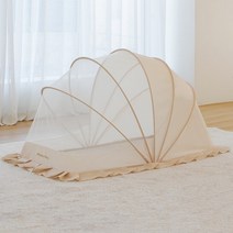 원터치 접이식 아기모기장 유아 폴딩 방충망 침대 이동식 신생아, 베이지
