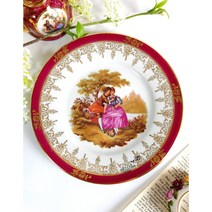 (특가)﻿ 프랑스 리모지 프라고나르 연인 플레이트 엔틱 빈티지 장식접시 오브제